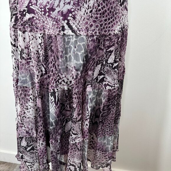 VTG Jessica Howard Purple Midi Dress Sz 10 Animal Print V Neck Sleeveless Fairy - Picture 12 of 14